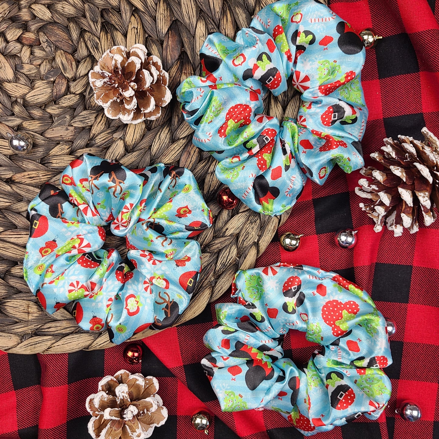 Christmas Mickeys Satin Scrunchie