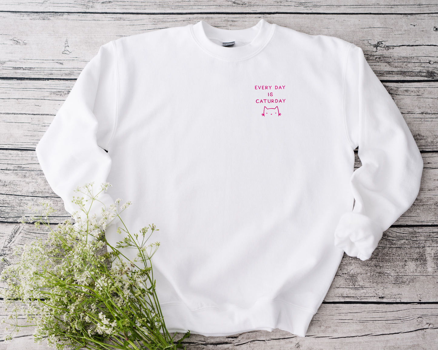 Every Day is Caturday Embroidered Unisex Crewneck Sweatshirt