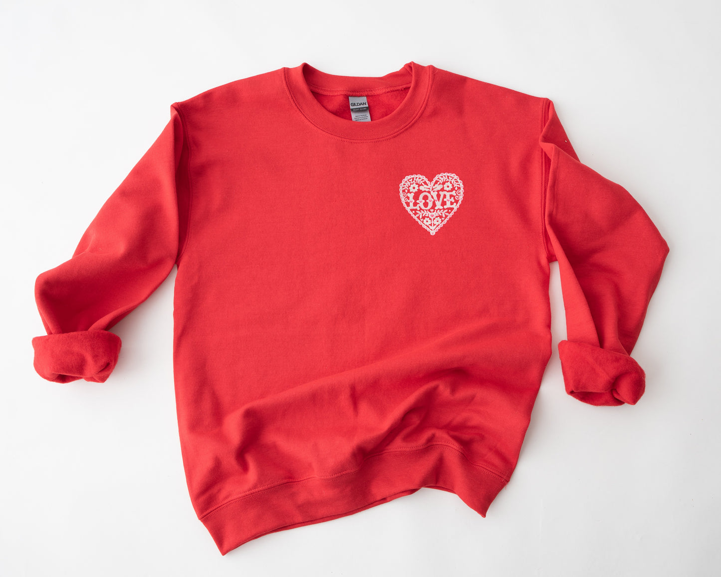 Love Flower Heart Embroidered Unisex Crewneck Sweatshirt