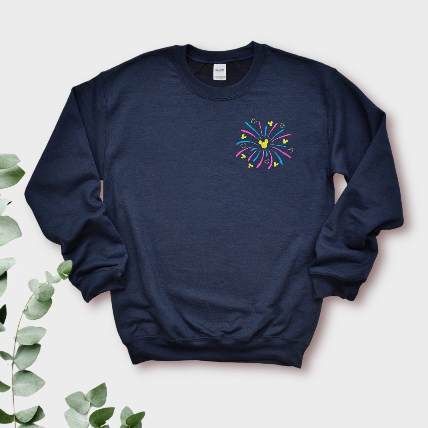 Disney Fireworks Embroidered Unisex Crewneck Sweater