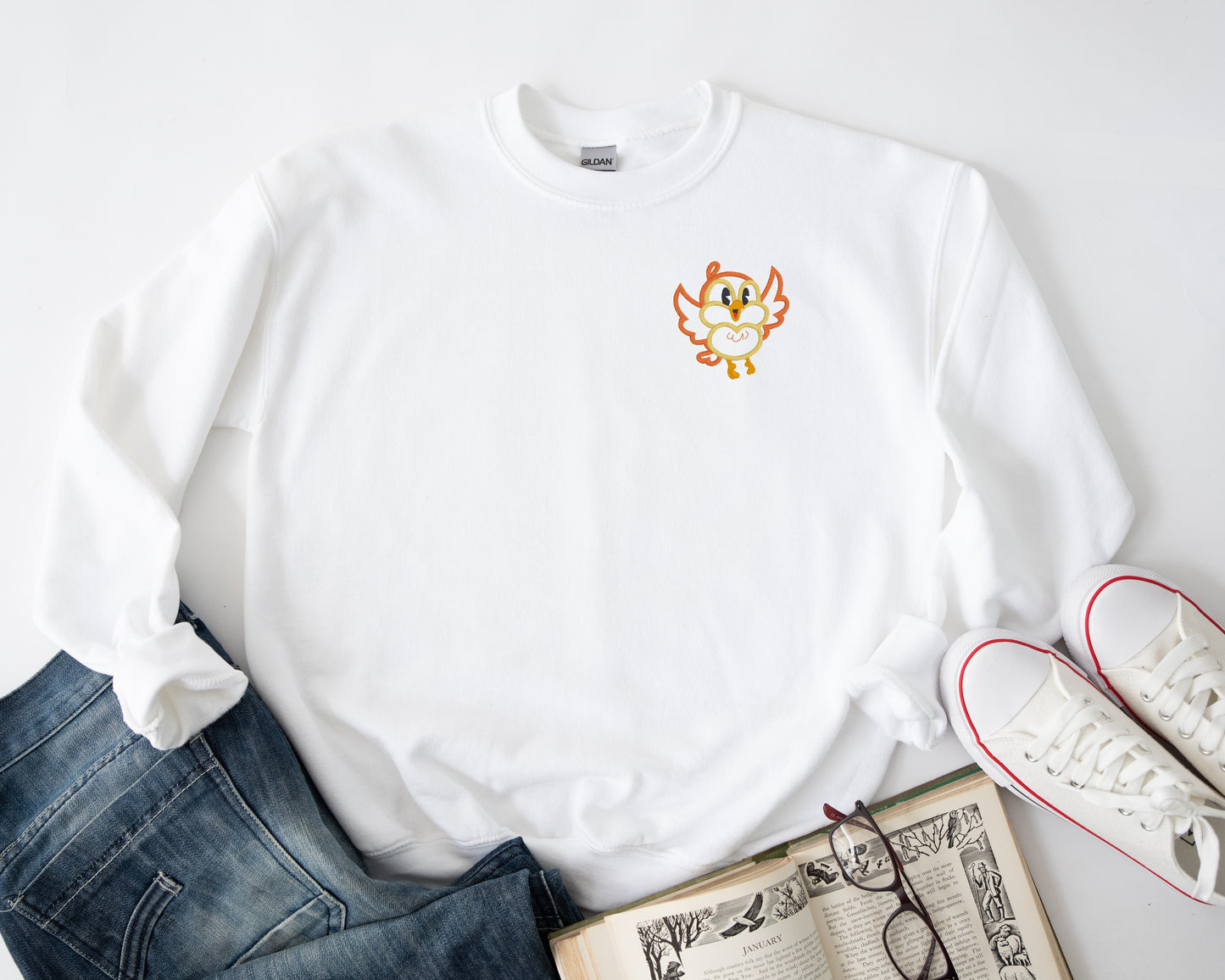 Embroidered Runaway Railway Chuuby Bird Unisex Crewneck Sweater