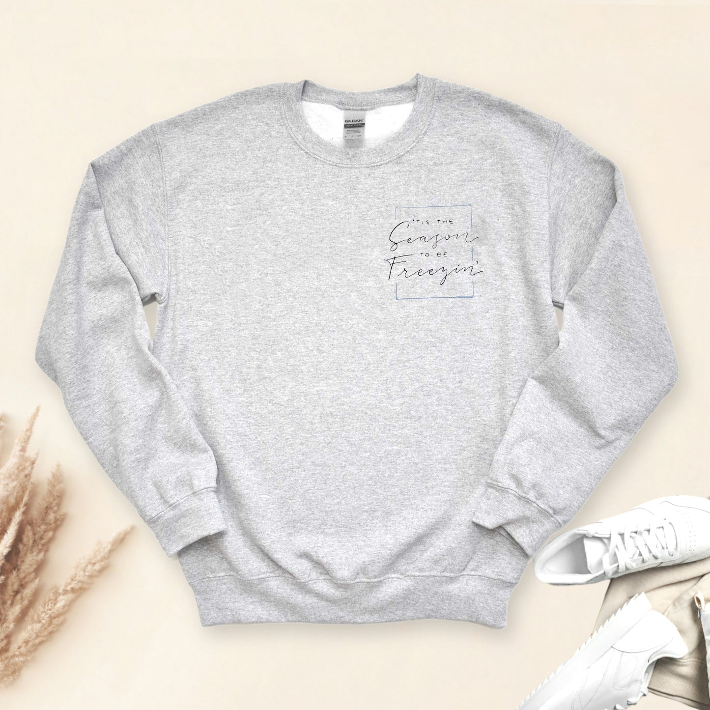 Tis the Season to be Freezin' Embroidered Unisex Adult Crewneck Sweatshirt