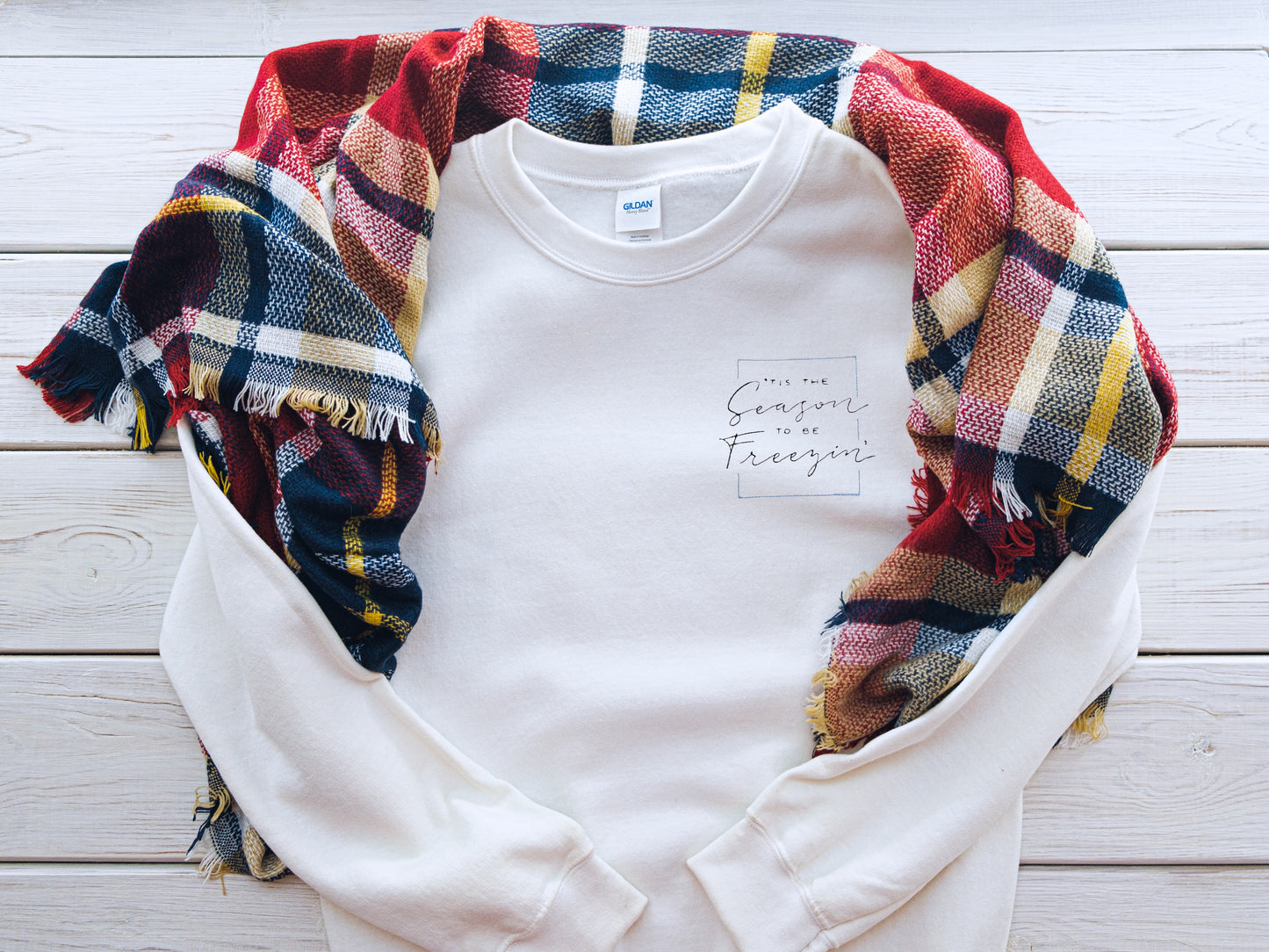 Tis the Season to be Freezin' Embroidered Unisex Adult Crewneck Sweatshirt