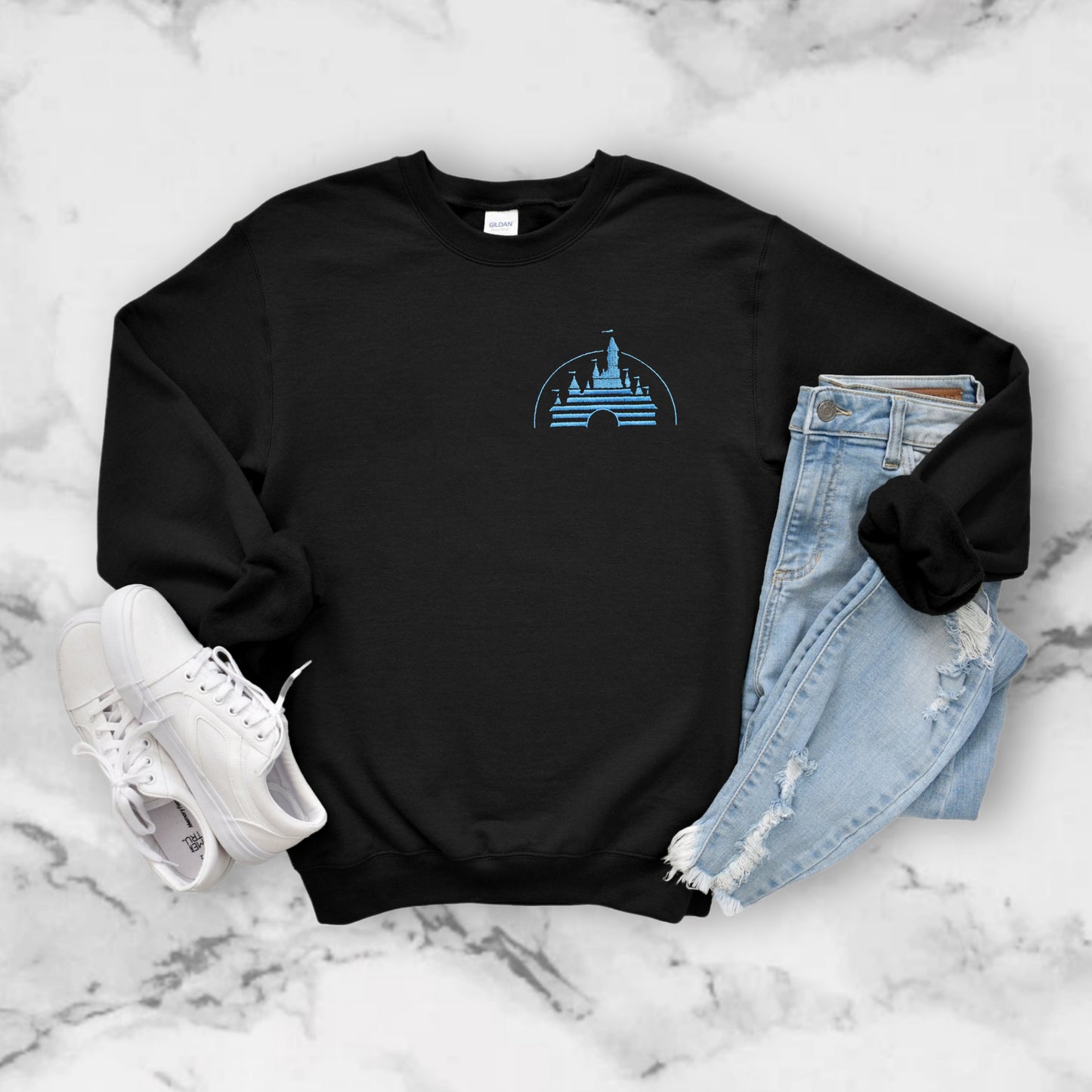 Vintage Disney Movie Castle Embroidered Unisex Crewneck Sweater