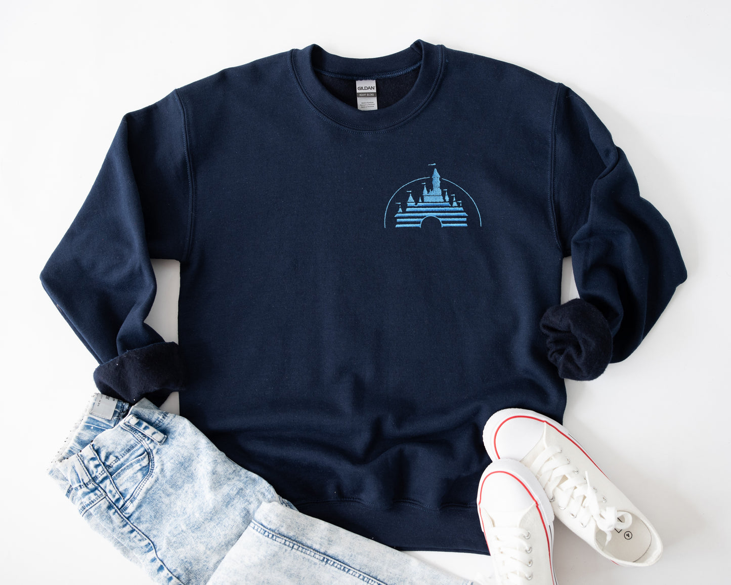 Vintage Disney Movie Castle Embroidered Unisex Crewneck Sweater