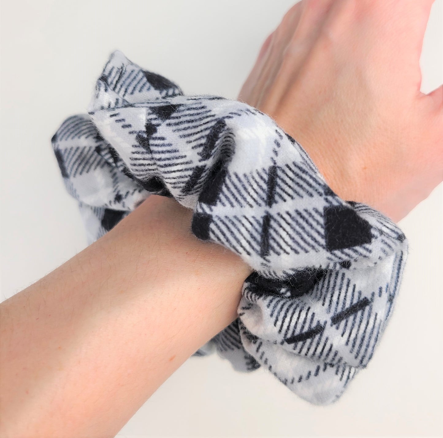 Black Flannel Plaid Scrunchie