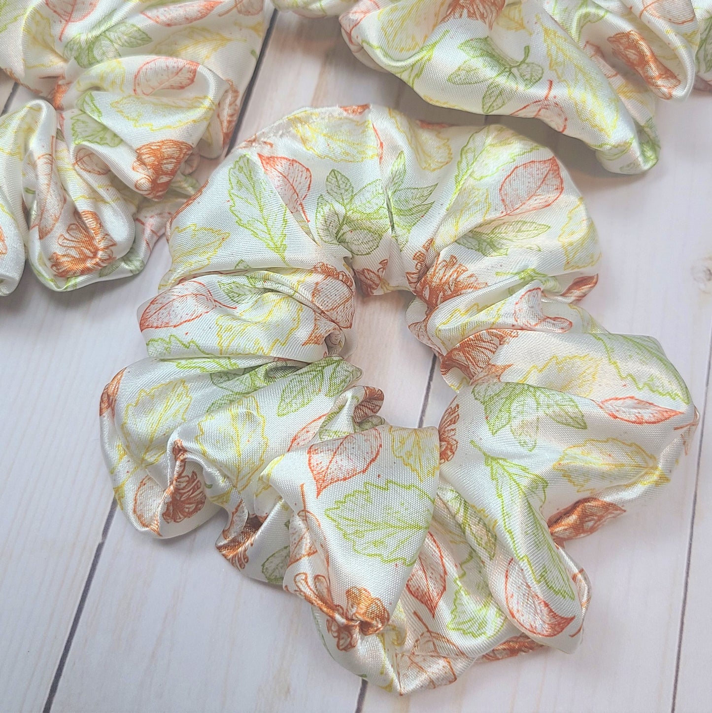 Fall Leaves Satin Scrunchie