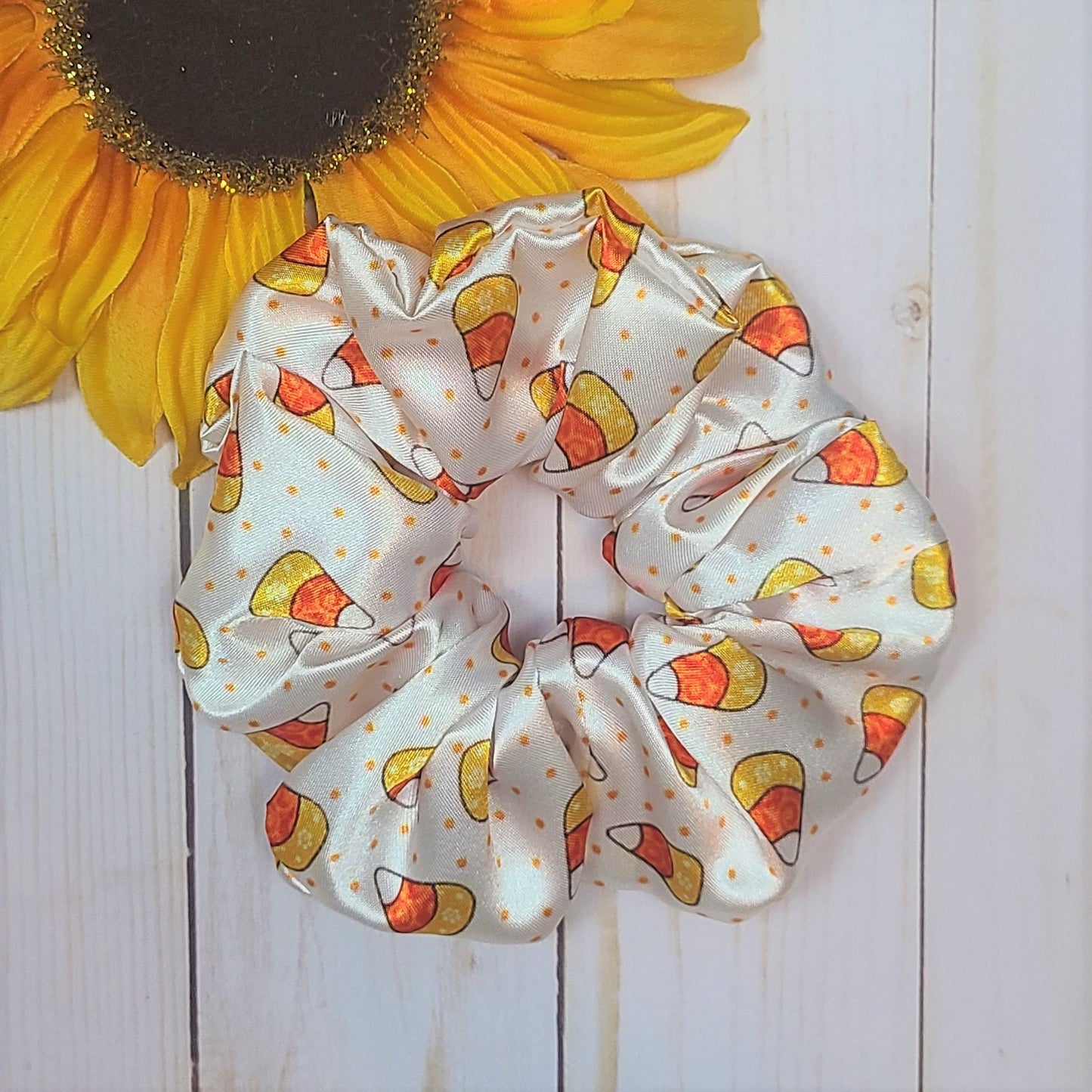 Candy Corn Satin Scrunchie