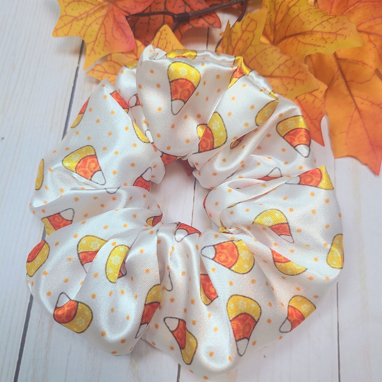 Candy Corn Satin Scrunchie