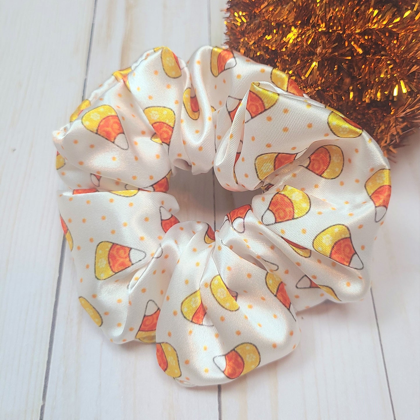 Candy Corn Satin Scrunchie