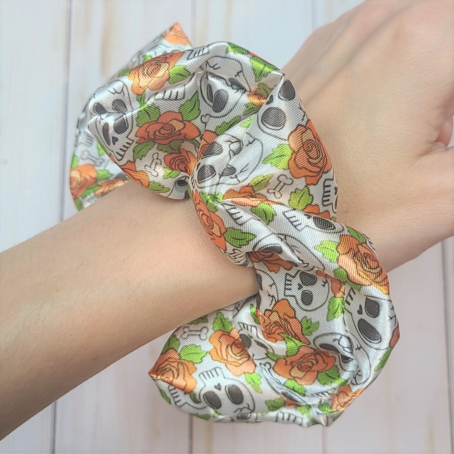 Halloween Skull Satin Scrunchie