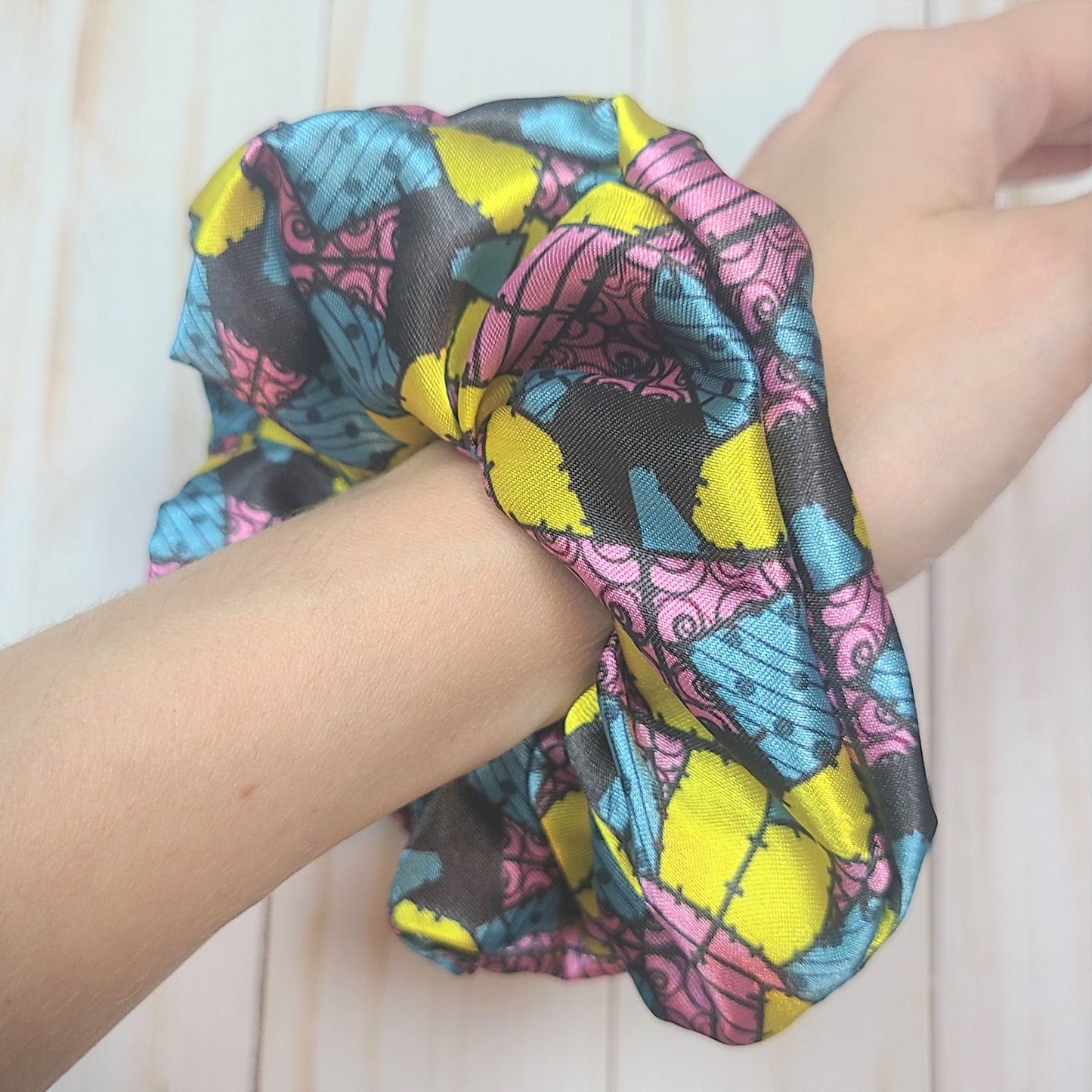 Sally Dress Pattern Satin Scrunchie | Nightmare Before Christmas