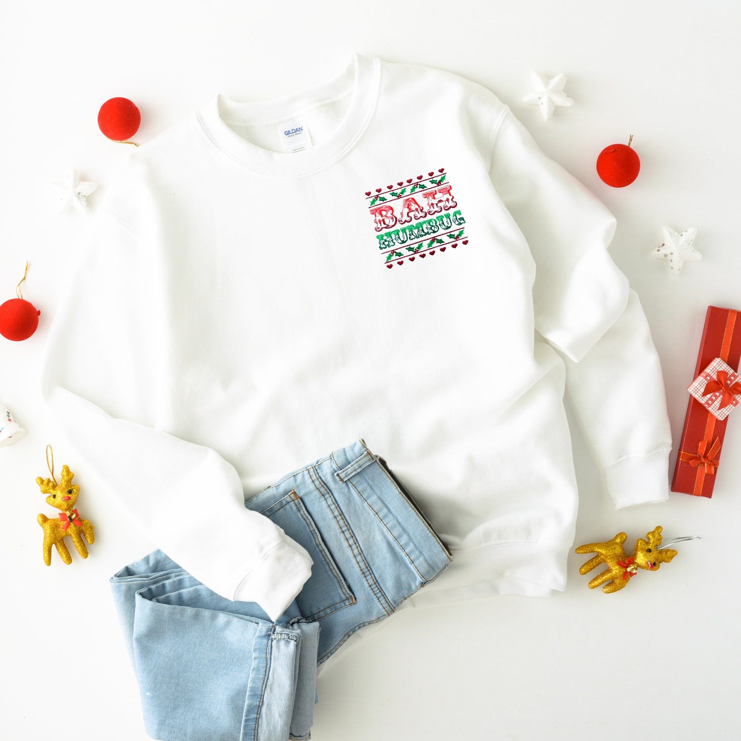 Bah Humbug Embroidered Crewneck Sweatshirt