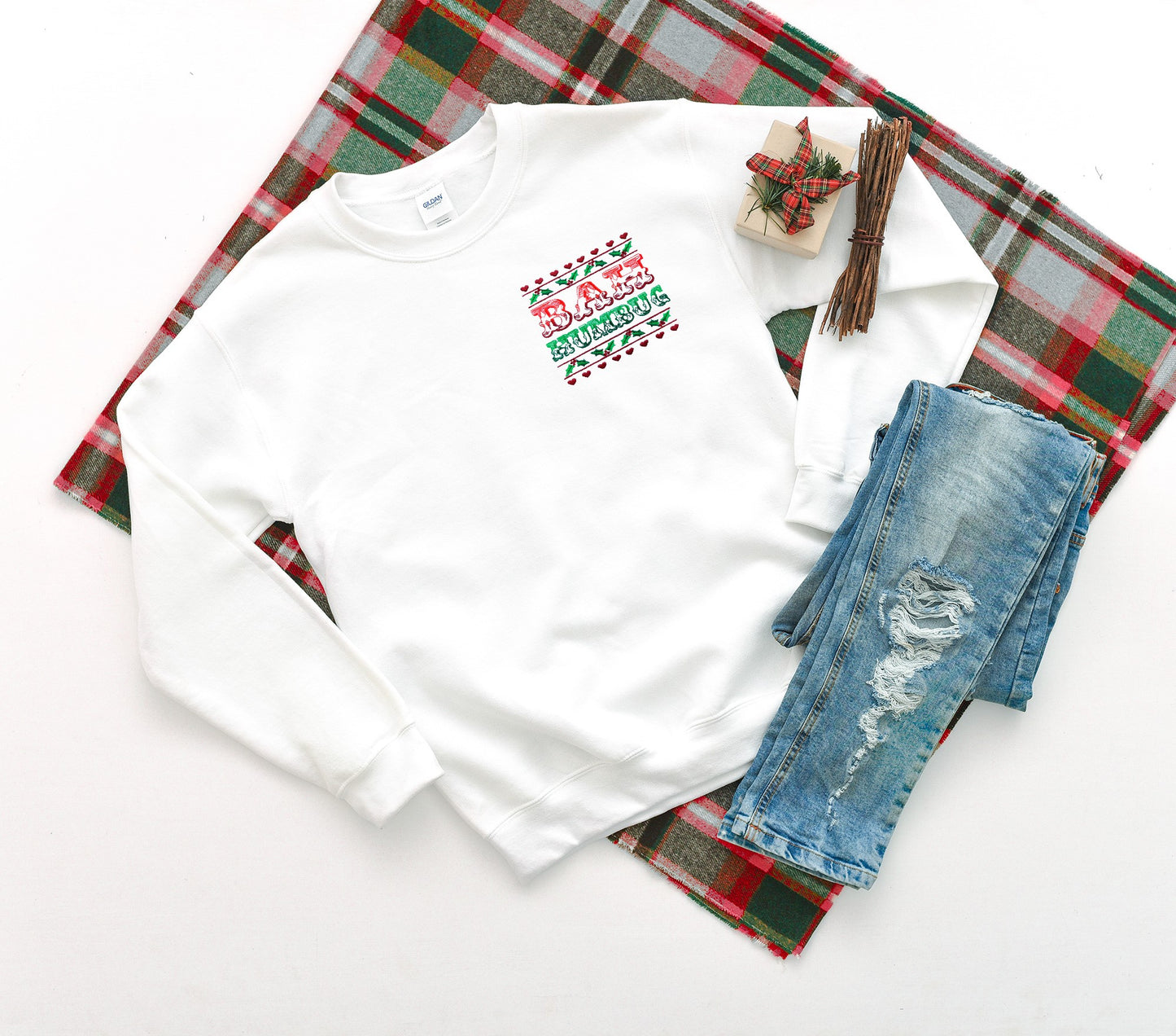 Bah Humbug Embroidered Crewneck Sweatshirt