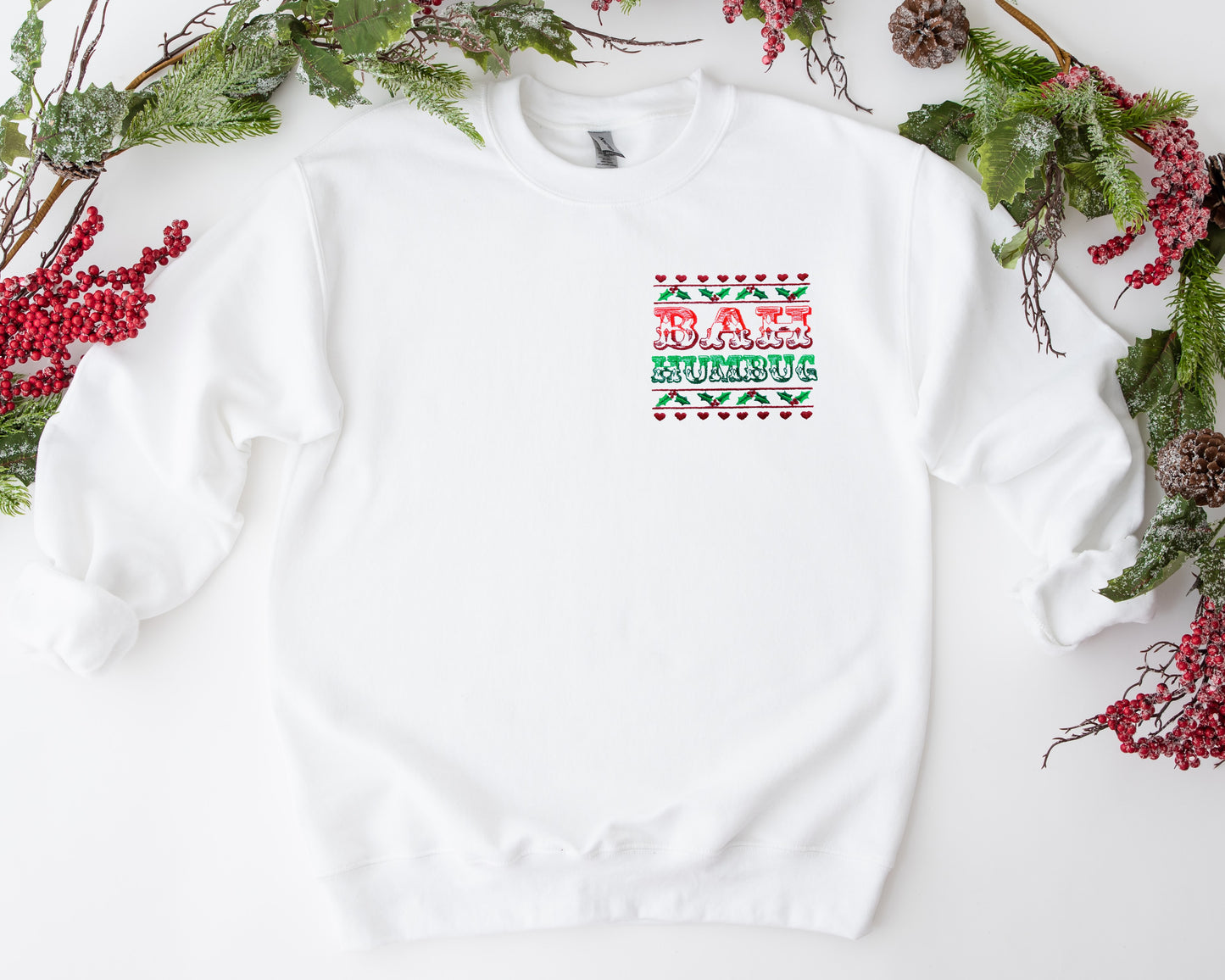 Bah Humbug Embroidered Crewneck Sweatshirt