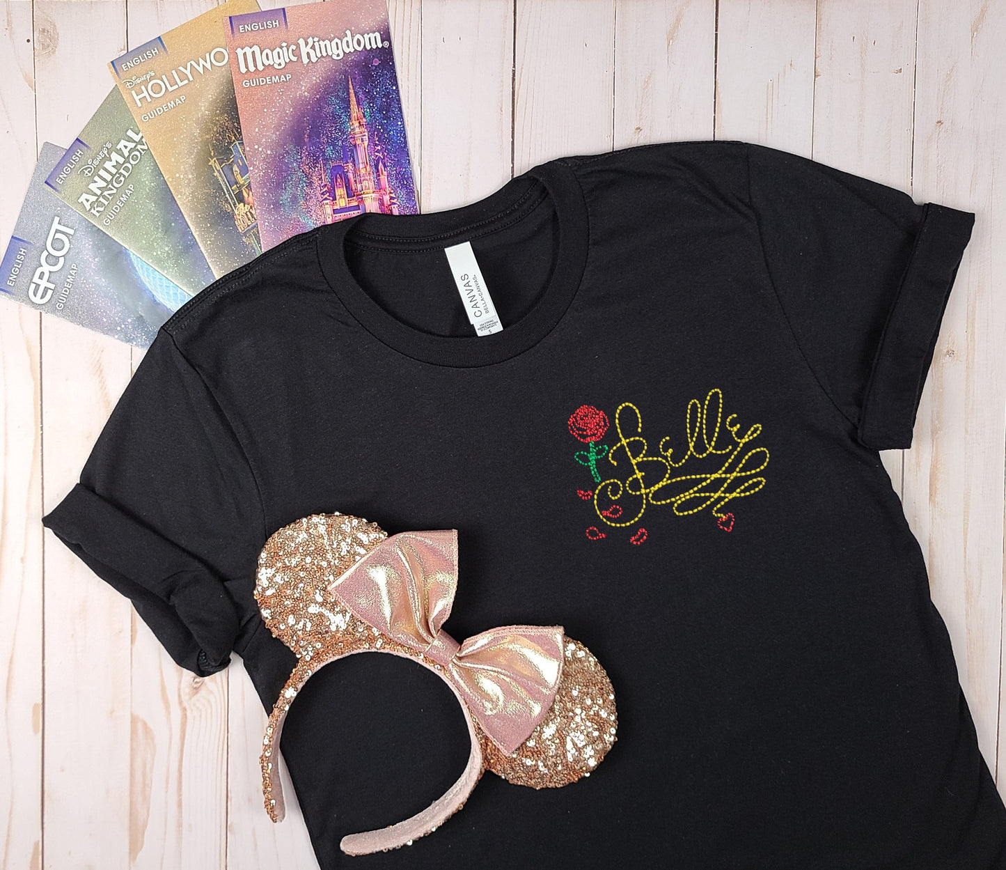 Belle Autograph Black Embroidered Tee