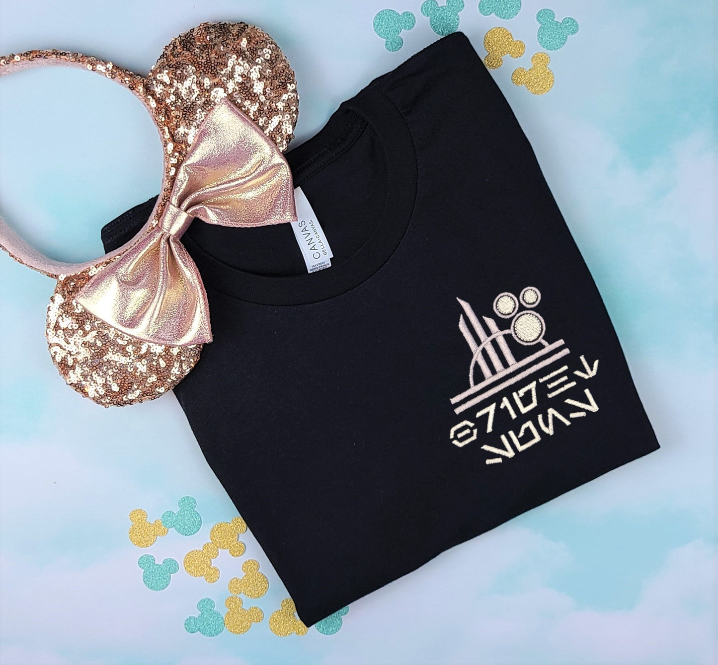 Bright Suns Black Embroidered Tee