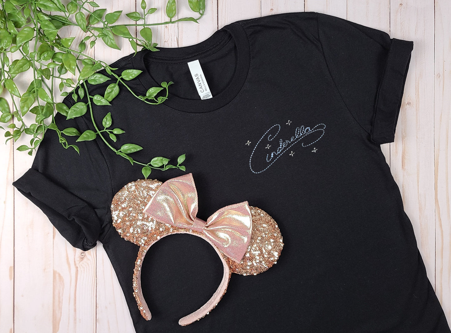 Cinderella Autograph Black Embroidered Tee