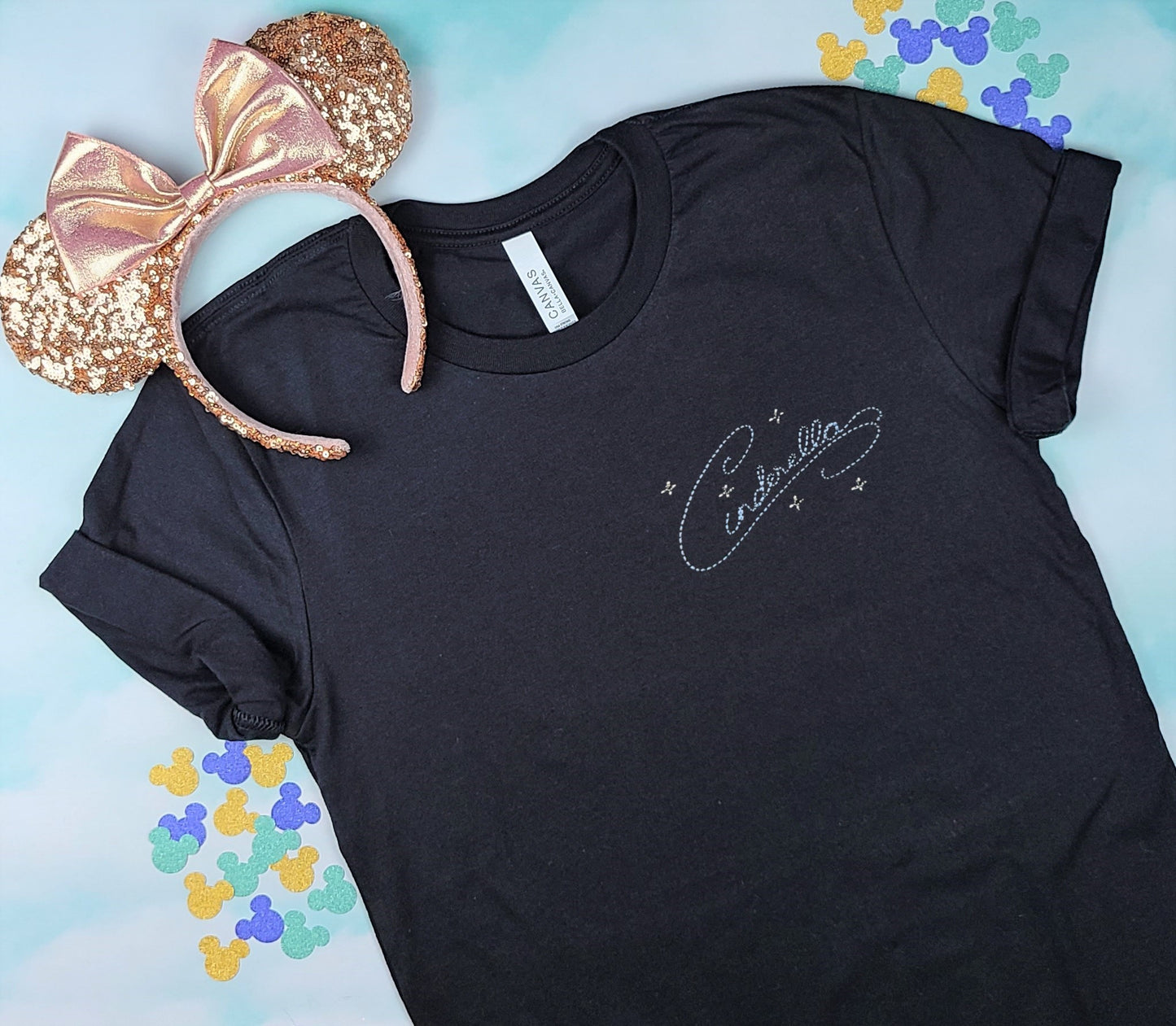 Cinderella Autograph Black Embroidered Tee