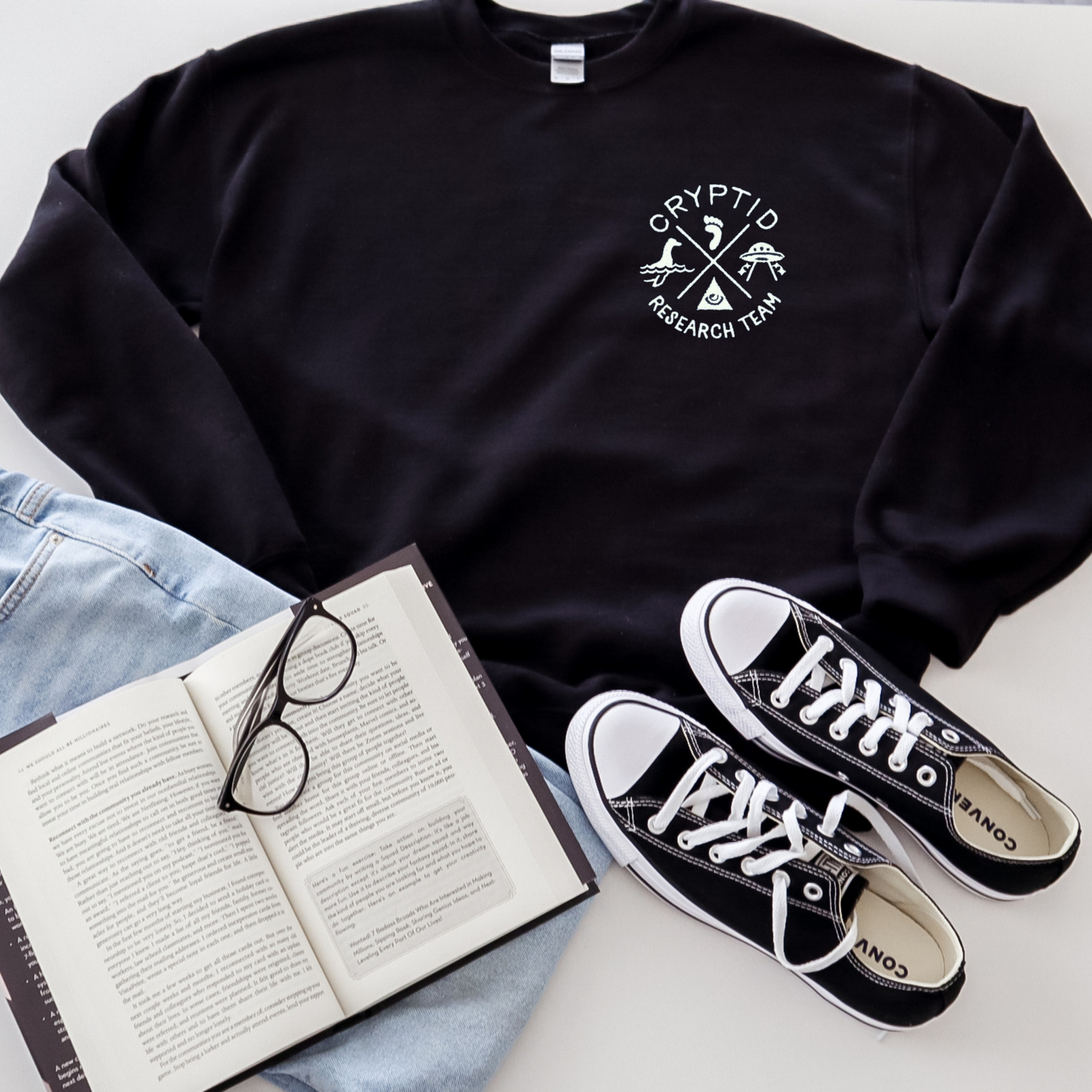 Cryptid Research Embroidered Unisex Crewneck Sweatshirt