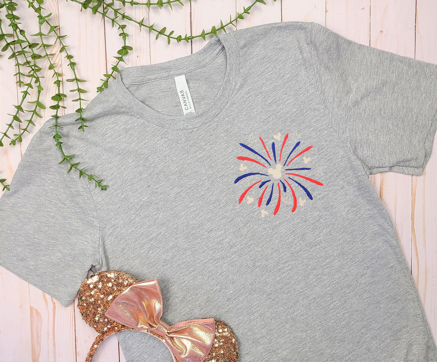 Mickey Fireworks Embroidered Tee