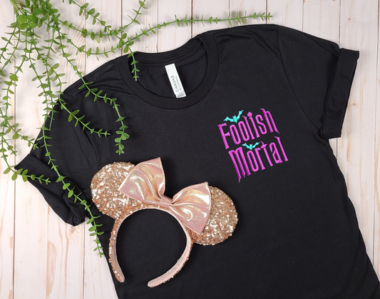 Foolish Mortal Black Embroidered Tee