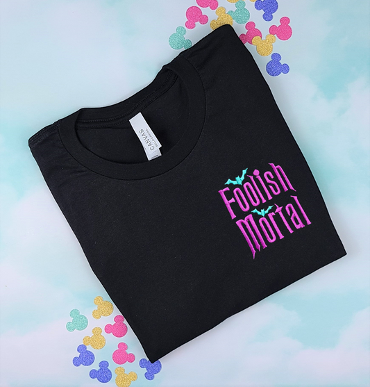 Foolish Mortal Black Embroidered Tee
