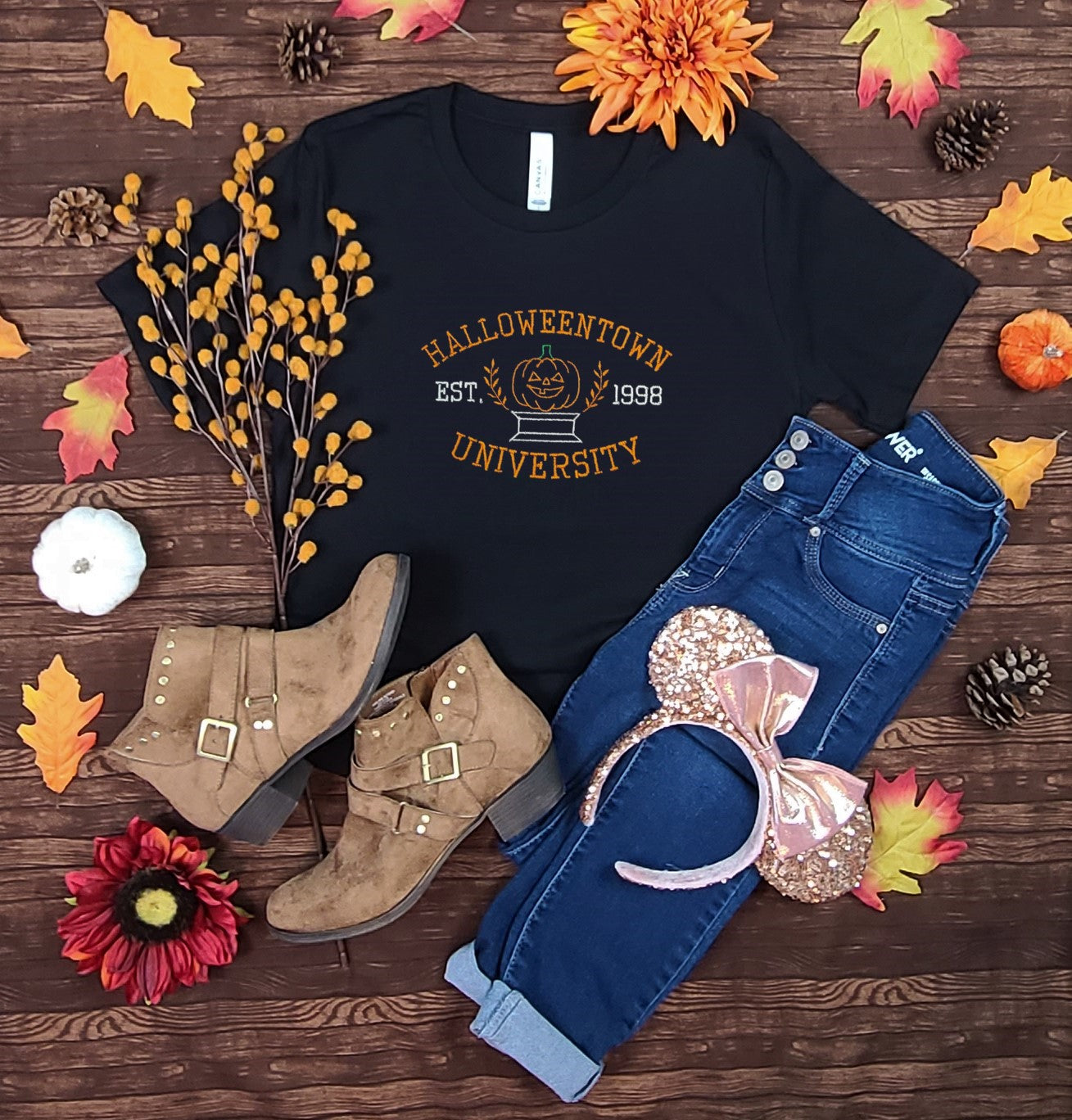 Halloweentown University Black Embroidered Tee
