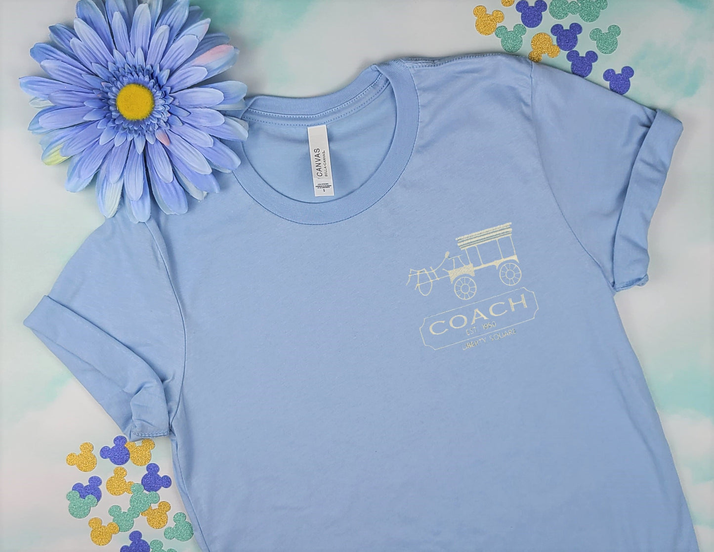 Haunted Mansion Coach Blue Embroidered Tee