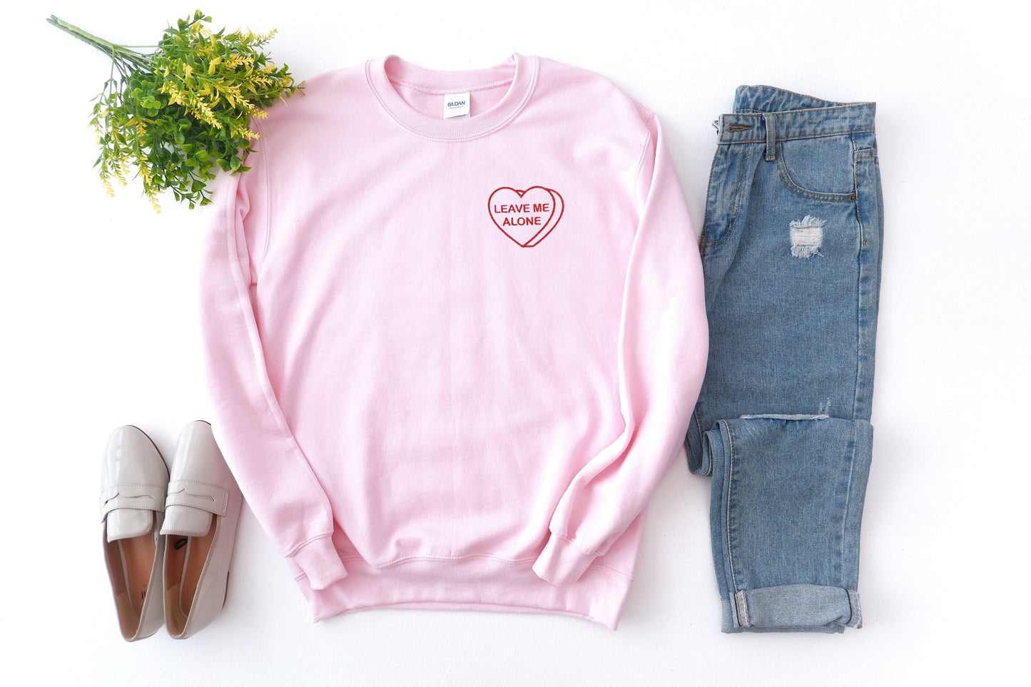 Leave Me Alone Embroidered Unisex Crewneck Sweatshirt