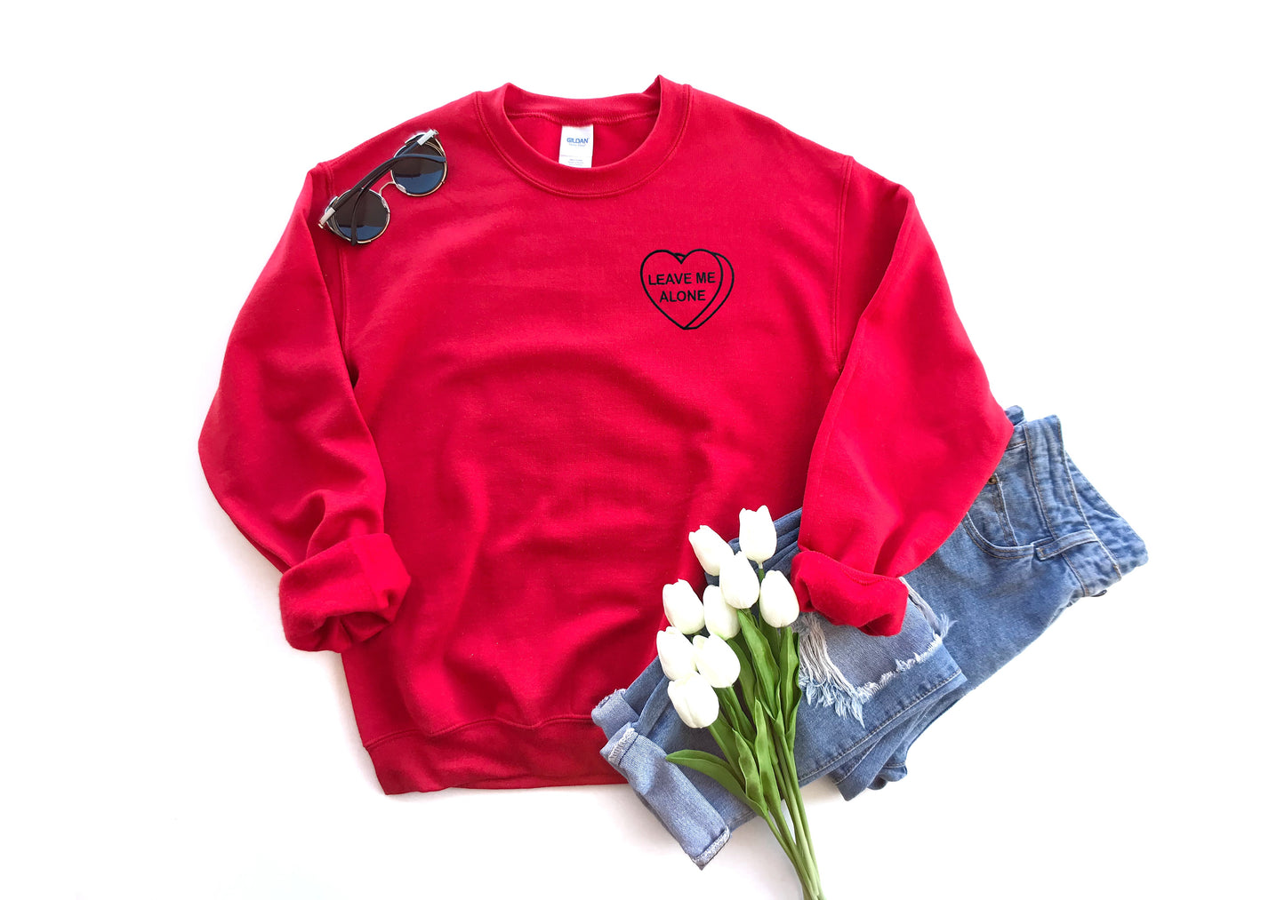 Leave Me Alone Embroidered Unisex Crewneck Sweatshirt