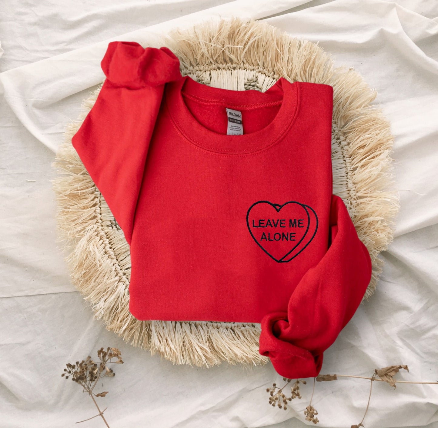 Leave Me Alone Embroidered Unisex Crewneck Sweatshirt