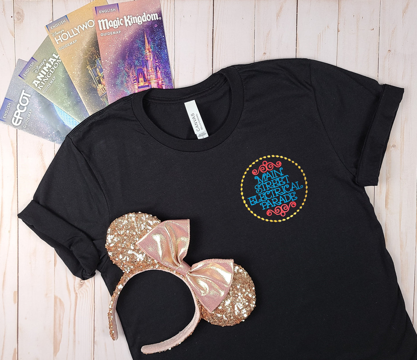 Main Street Electrical Parade Black Embroidered Tee