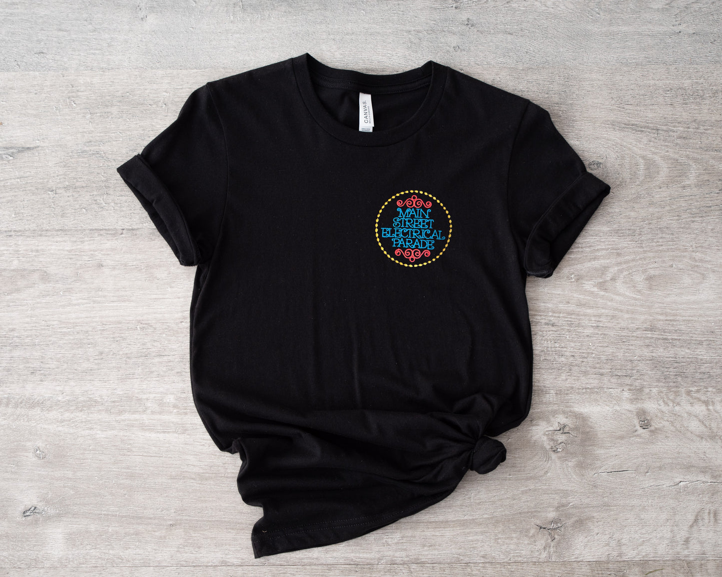 Main Street Electrical Parade Black Embroidered Tee