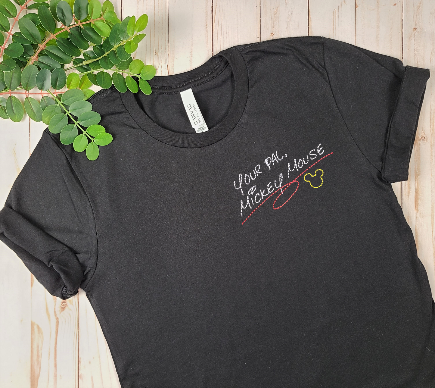 Mickey Mouse Autograph Black Embroidered Tee
