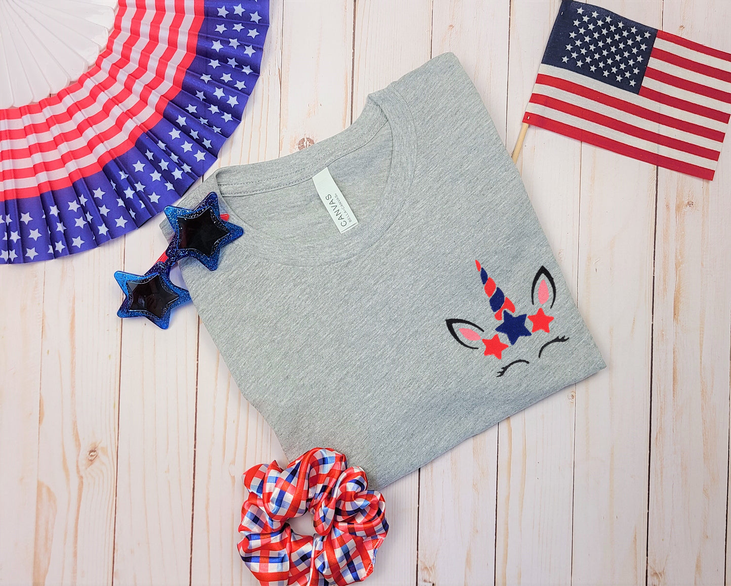 Patriotic Unicorn Embroidered Tee