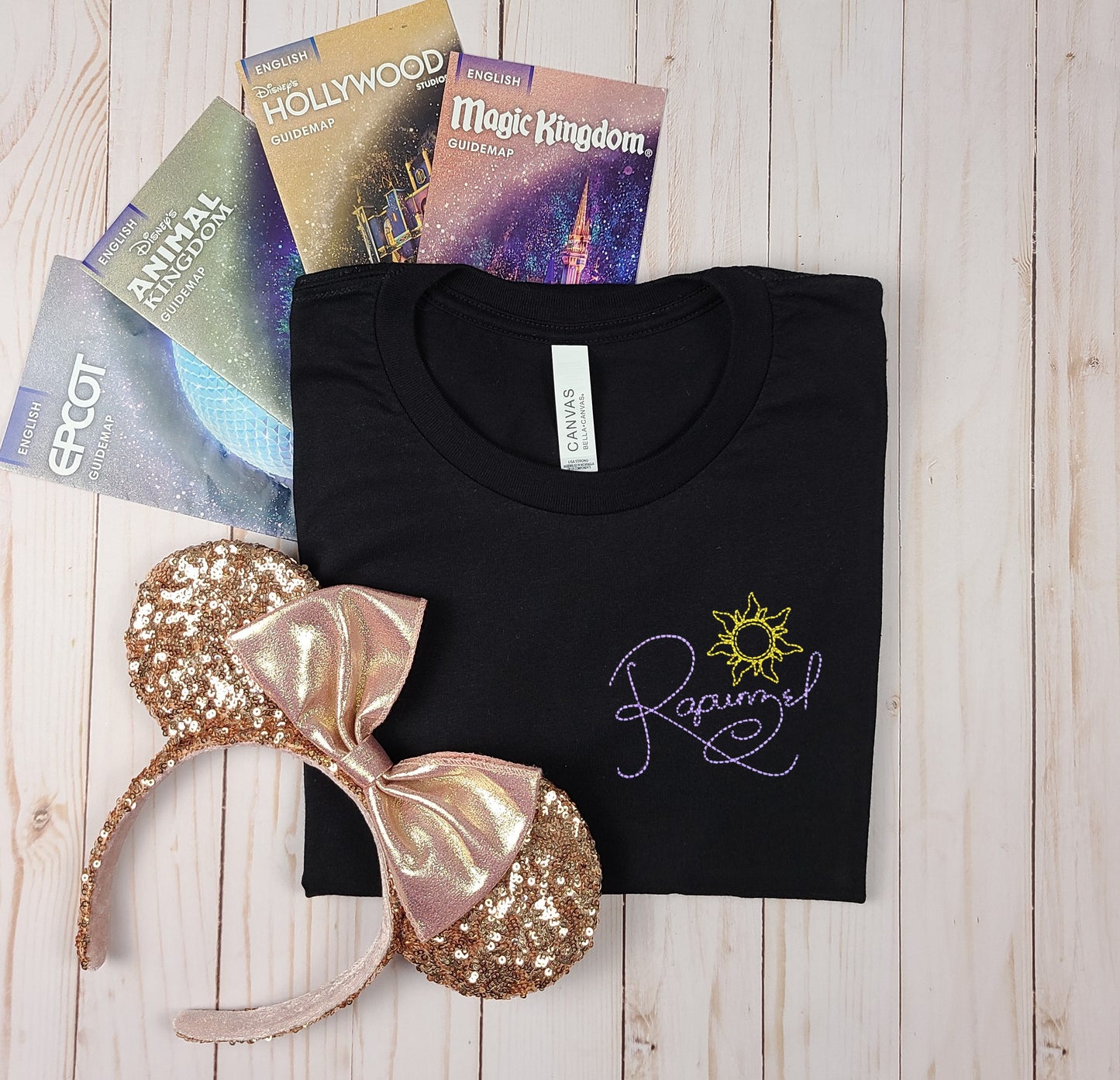 Rapunzel Autograph Black Embroidered Tee
