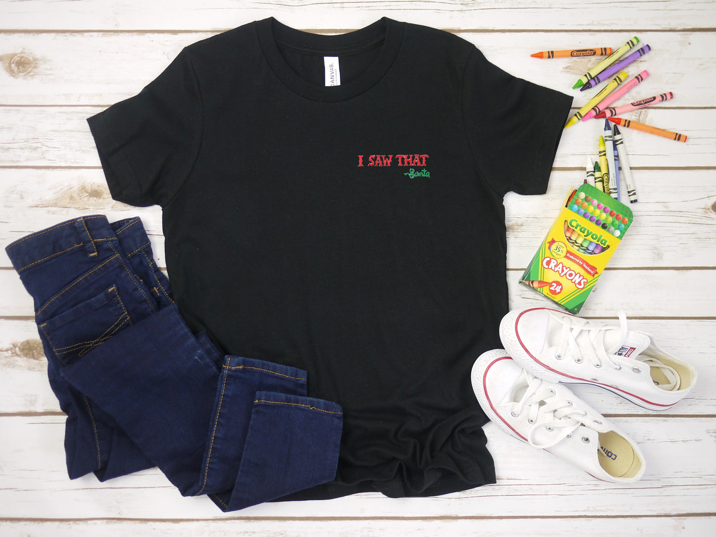 I Saw that Santa Quote Embroidered Youth Shirt
