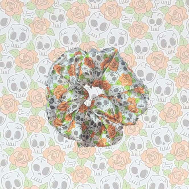 Halloween Skull Satin Scrunchie