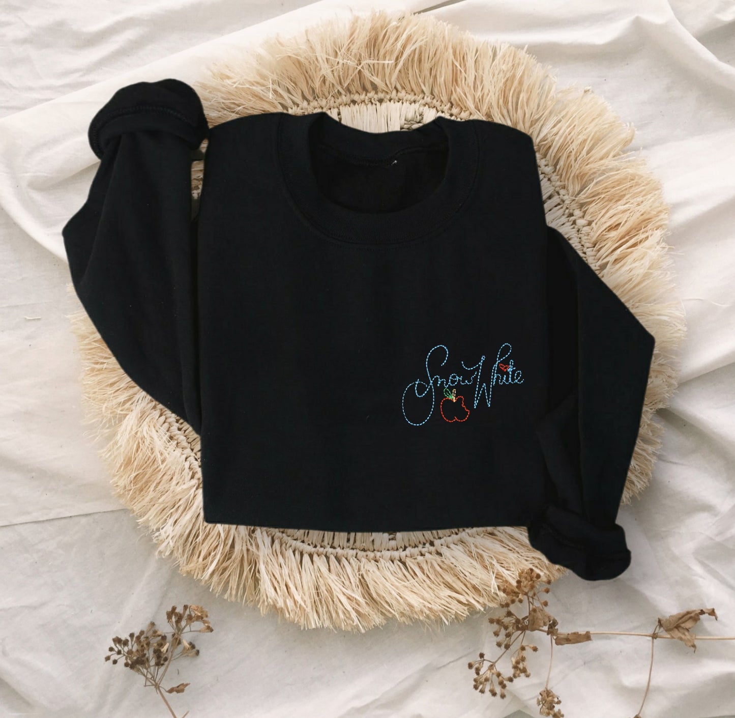 Snow White Autograph Embroidered Unisex Crewneck Sweatshirt