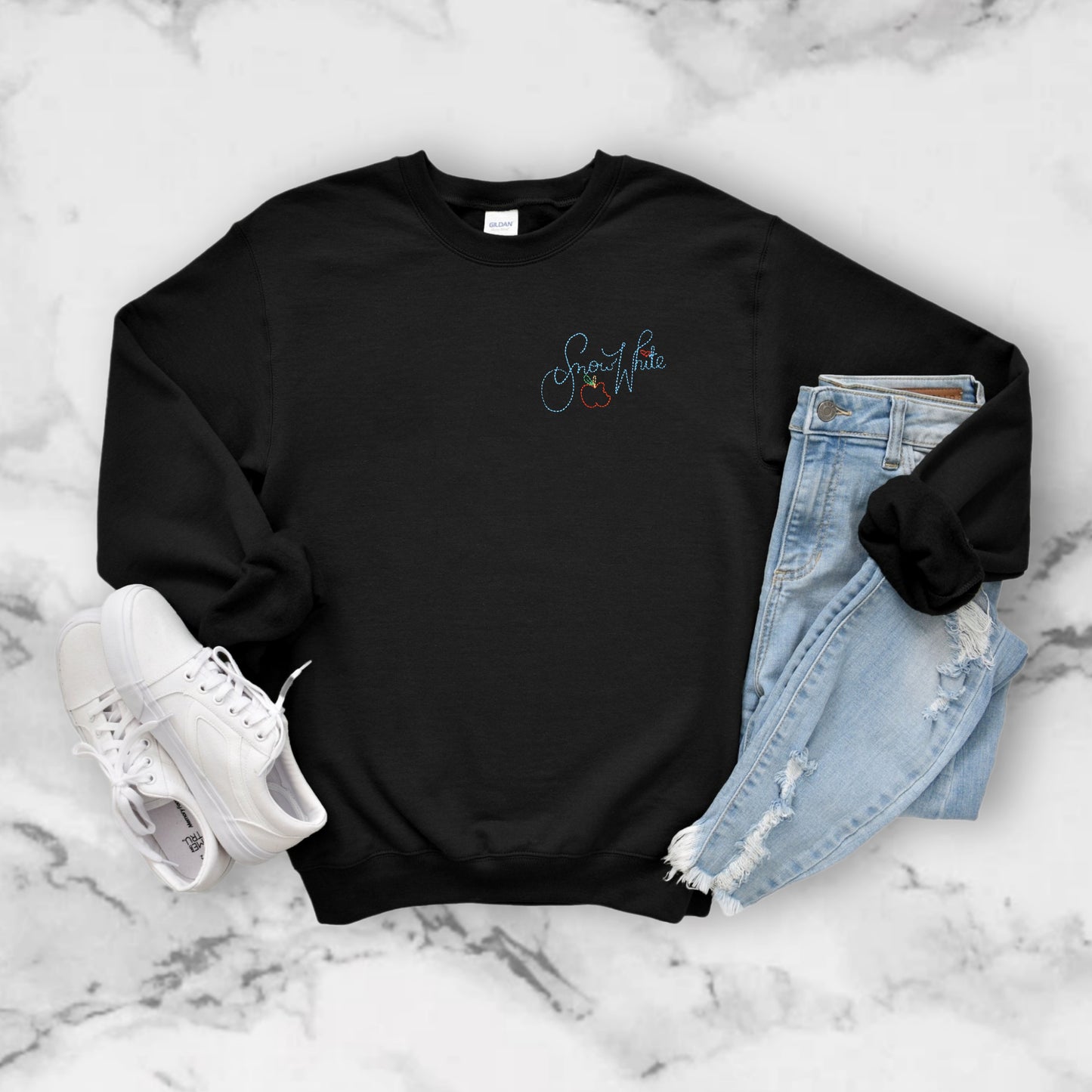 Snow White Autograph Embroidered Unisex Crewneck Sweatshirt