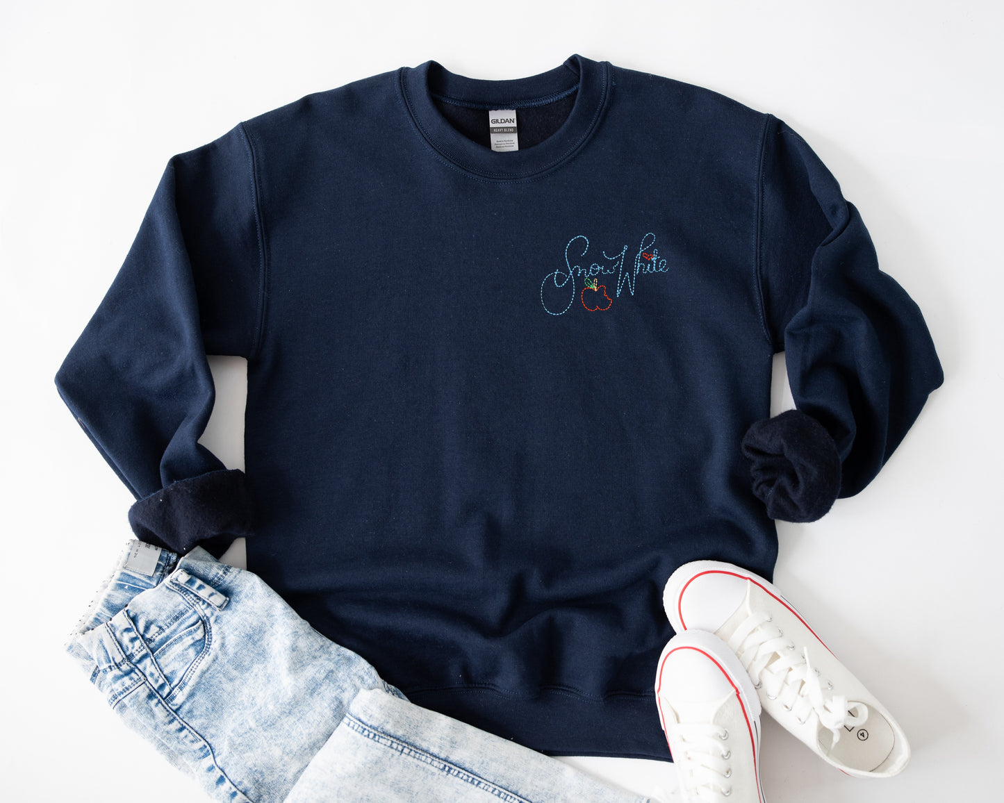 Snow White Autograph Embroidered Unisex Crewneck Sweatshirt