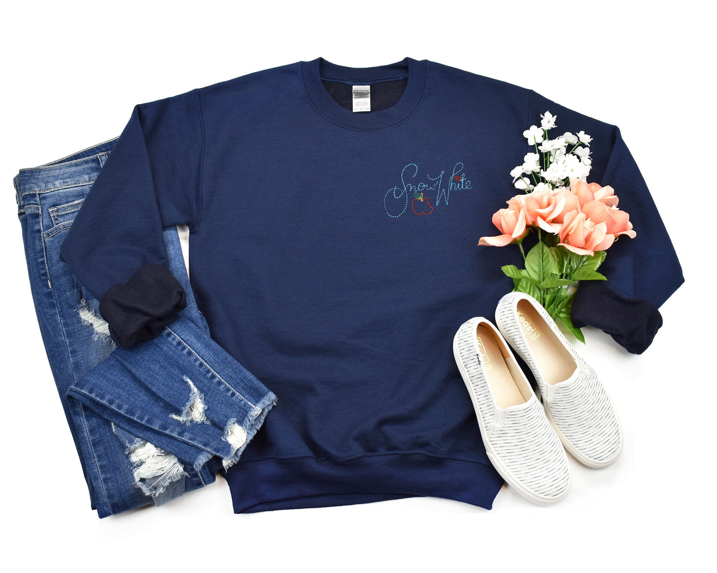 Snow White Autograph Embroidered Unisex Crewneck Sweatshirt