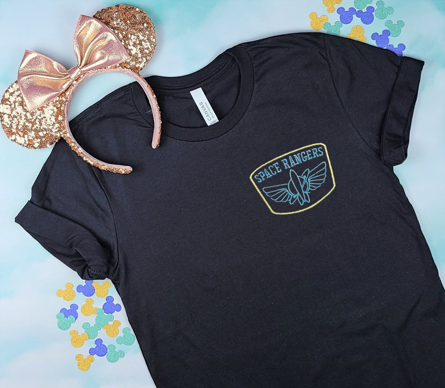 Space Rangers Black Embroidered Tee