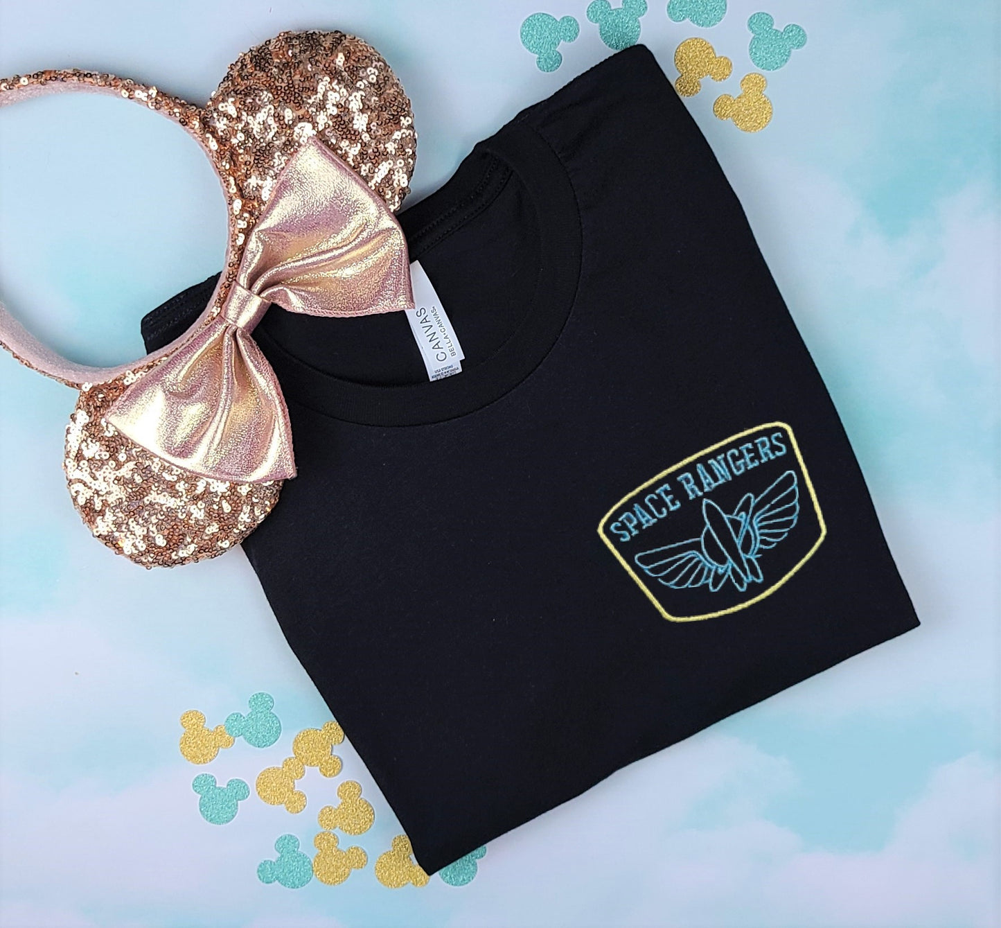 Space Rangers Black Embroidered Tee