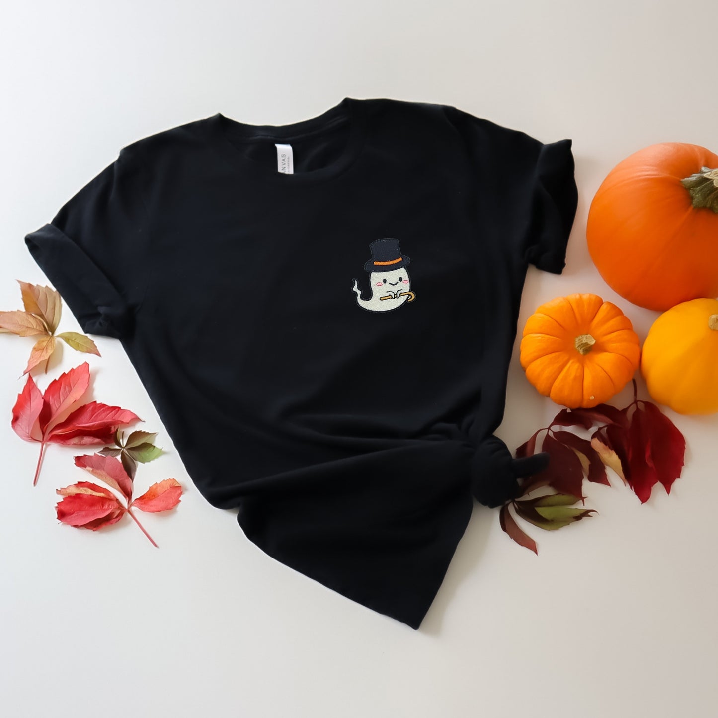 Top Hat Ghost Embroidered Tee