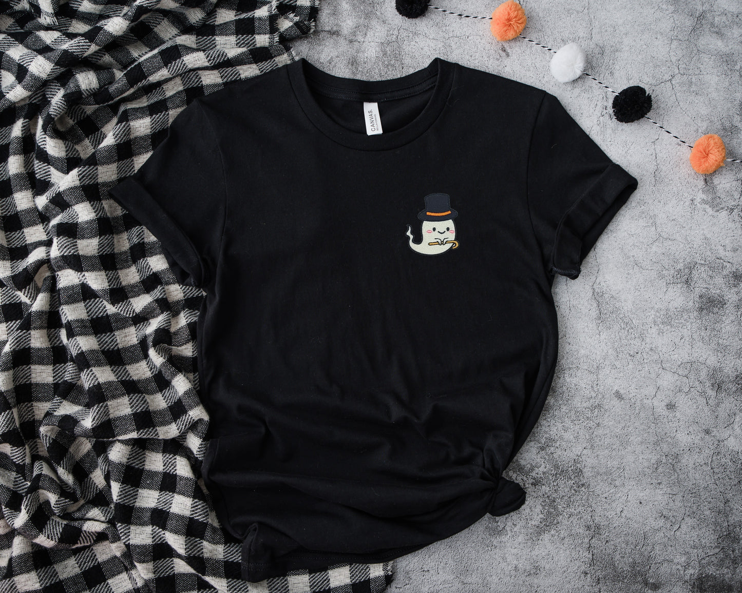 Top Hat Ghost Embroidered Tee