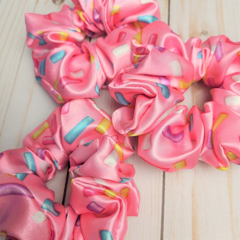 Pink Sprinkles Satin Scrunchie