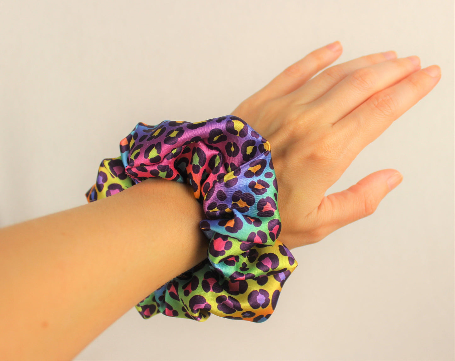 Rainbow Leopard Print Scrunchie