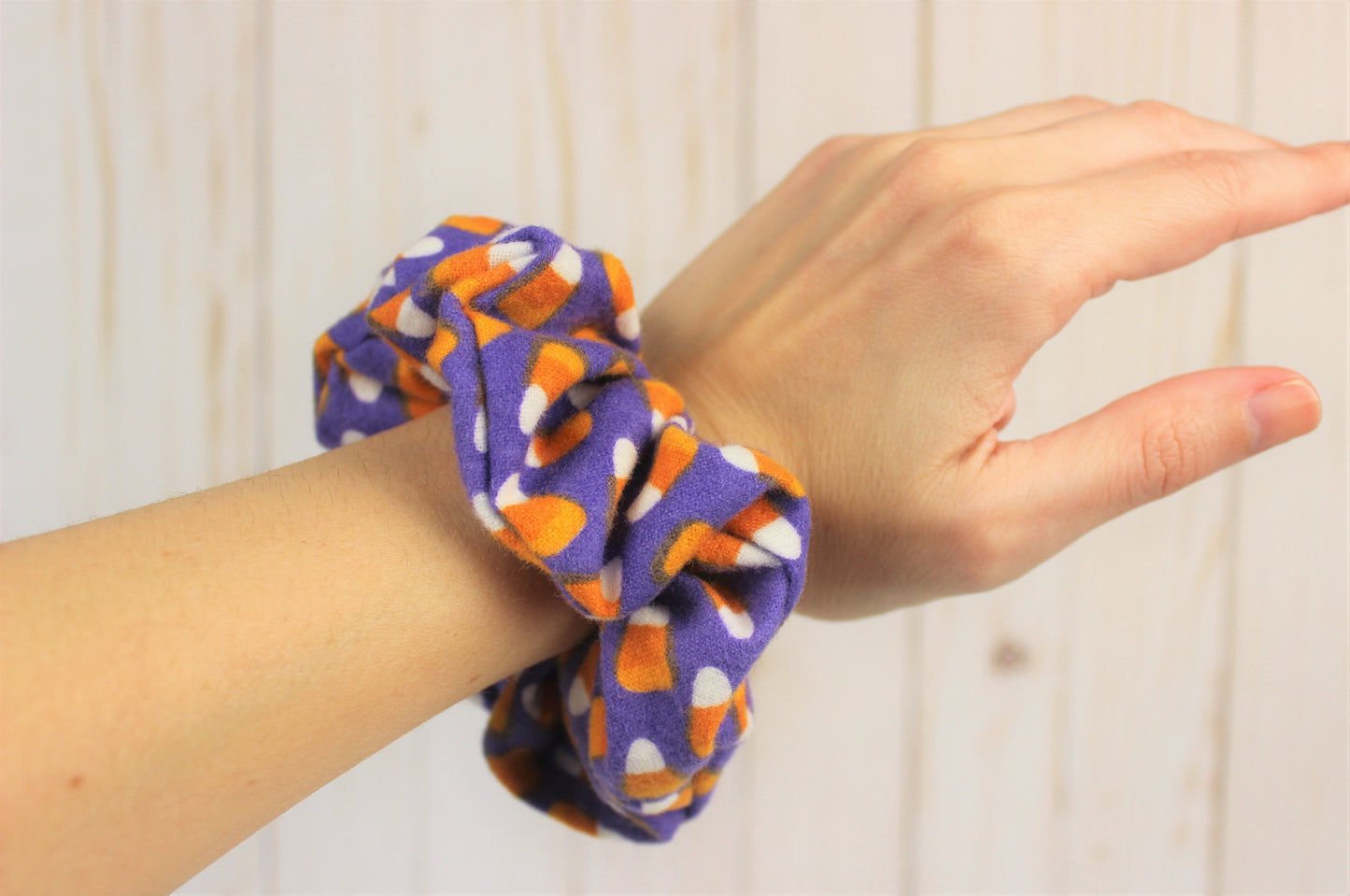 Candy Corn Flannel Scrunchie